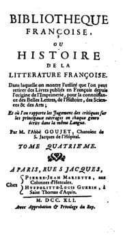 Tapa de Bibliothèque françoise, ou Histoire de la littérature françoise ... des livres, publiés en françois, depuis l'origine de l'imprimerie ..