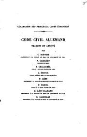 Tapa de Code civil allemand promulgué et 18 août 1896, entré en vigueur le 1er janvier 1900 ..