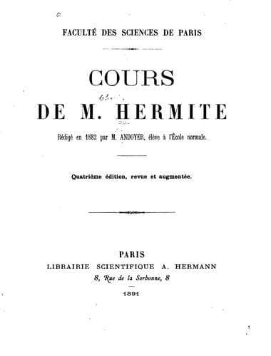 Tapa de Cours de M. Hermite