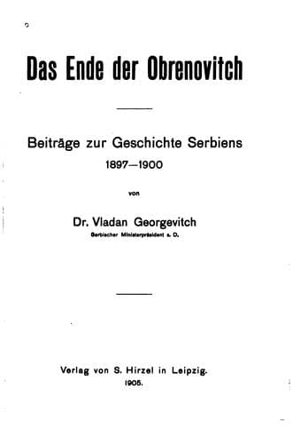 Tapa de Das ende der Obrenovitch
