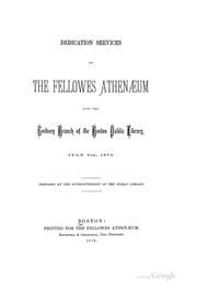 Tapa de Dedication services of the Fellowes athenæum and the Roxbury branch of the Boston public library