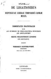 Tapa de De legationibus reipublicae liberae temporibus Romam missis ..