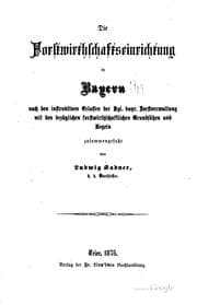 Tapa de Die forstwirthschaftseinrichtung in Bayern