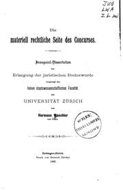 Tapa de Der materiell rechtliche seite des concurses ..