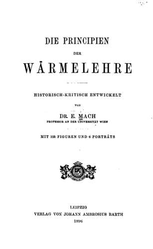 Tapa de Die Principien der Wärmelehre