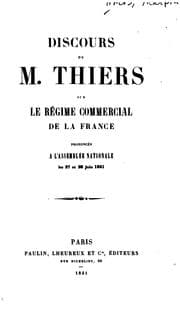Tapa de Discours de m. Thiers sur le régime commercial de la France