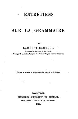 Tapa de Entretiens sur la grammaire.