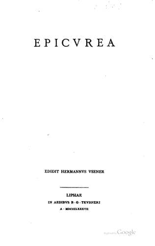 Tapa de Epicvrea edidit Hermannvs Vsener