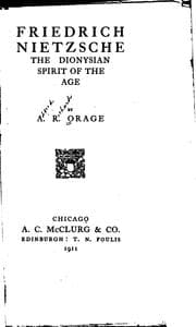 Tapa de Friedrich Nietzsche, the Dionysian spirit of the age