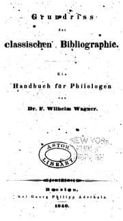 Tapa de Grundriss der classischen bibliographie