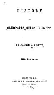 Tapa de History of Cleopatra, queen of Egypt