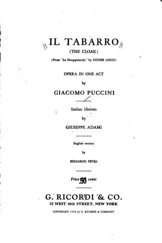 Tapa de Il tabarro.