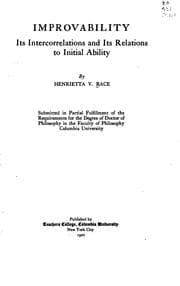 Tapa de Improvability; its intercorrelations and its relations to initial ability