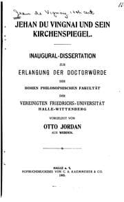 Tapa de Jehan du Vingnai und sein Kirchenspiegel