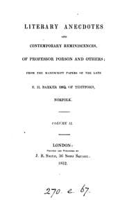 Tapa de Literary anecdotes and contemporary reminiscences of Professor Porson and others