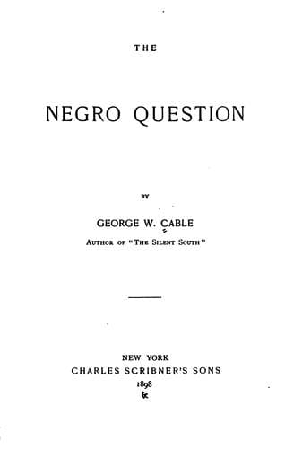 Tapa de The Negro question