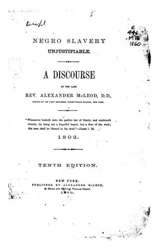 Tapa de Negro slavery unjustifiable