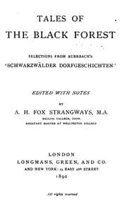 Tapa de Tales of the Black Forest: selections from Auerbach's 'Schwarzwälder dorfgeschichten'