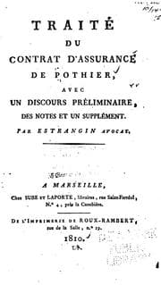 Tapa de Traité du contrat d'assurance de Pothier