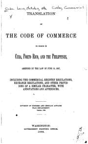 Tapa de Translation of the Code of commerce in force in Cuba, Porto Rico, and the Philippines