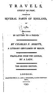 Tapa de Travels, chiefly on foot, through several parts of England, in 1782, described in letters to a friend