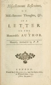 Tapa de Miscellaneous reflexions, on miscellaneous thoughts, &c. in a letter to the honorable author