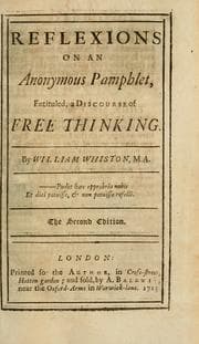 Tapa de Reflexions on an anonymous pamphlet, entituled, a discourse of free thinking