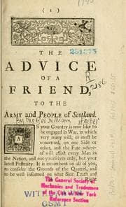 Tapa de The advice of a friend, to the army and people of Scotland