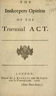 Tapa de The innkeepers opinion of the Triennial Act