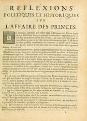 Tapa de Réflexions politiques et historiques sur l'affaire des princes