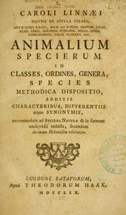 Tapa de Caroli Linnæi ... Animalium specierum in classes, ordines, genera, species, methodica dispositio ..