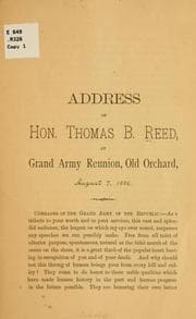 Tapa de Address of Hon. Thomas B. Reed