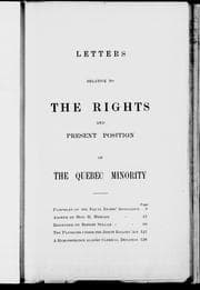 Tapa de Letters relative to the rights and present position of the Quebec minority