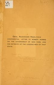 Tapa de Genl. Alexander Hamilton's confidential letter to Robert Morris on the government of New York