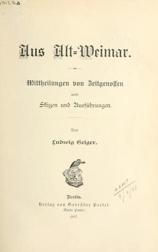 Tapa de Aus Alt-Weimar