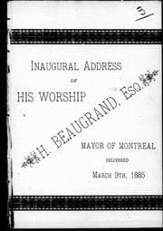 Tapa de Inaugural address of His Worship H. Beaugrand, Esq., mayor of Montreal