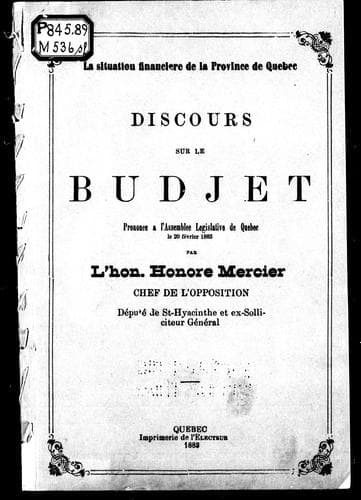 Tapa de Discours sur le budjet [i.e. budget]