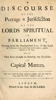 Tapa de A discourse of the peerage & jurisdiction of the lords spiritual in Parliament