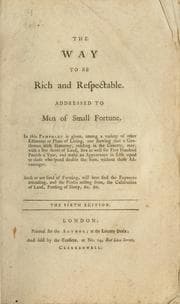 Tapa de The way to be rich and respectable, addressed to men of small fortune