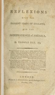 Tapa de Reflexions upon the present state of England, and the independence of America
