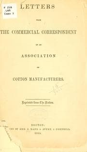 Tapa de Letters from the commercial correspondent of an association of cotton manufacturers