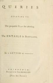 Tapa de Queries relating to the proposed plan for altering the entails in Scotland. In a letter to ----