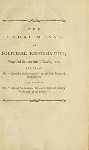 Tapa de The legal means of political reformation, proposed in two small tracts, viz