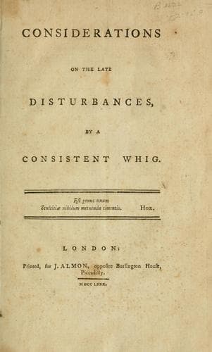 Tapa de Considerations on the late disturbances