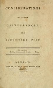 Tapa de Considerations on the late disturbances