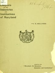Tapa de Chapters on the industries and institutions of Maryland