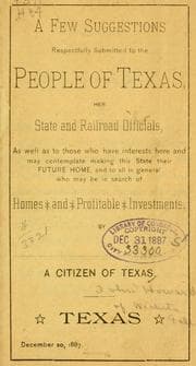 Tapa de A few suggestions respectfully submitted to the people of Texas, her state and railroad officials ..