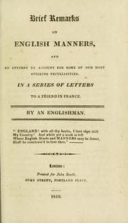 Tapa de Brief remarks on English manners
