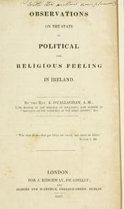 Tapa de Observations on the state of political and religious feeling in Ireland
