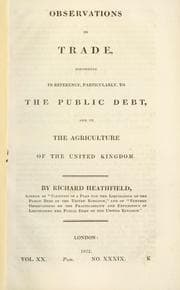 Tapa de Observations on trade, considered in reference, particularly, to the public debt, and to the agriculture of the United Kingdom